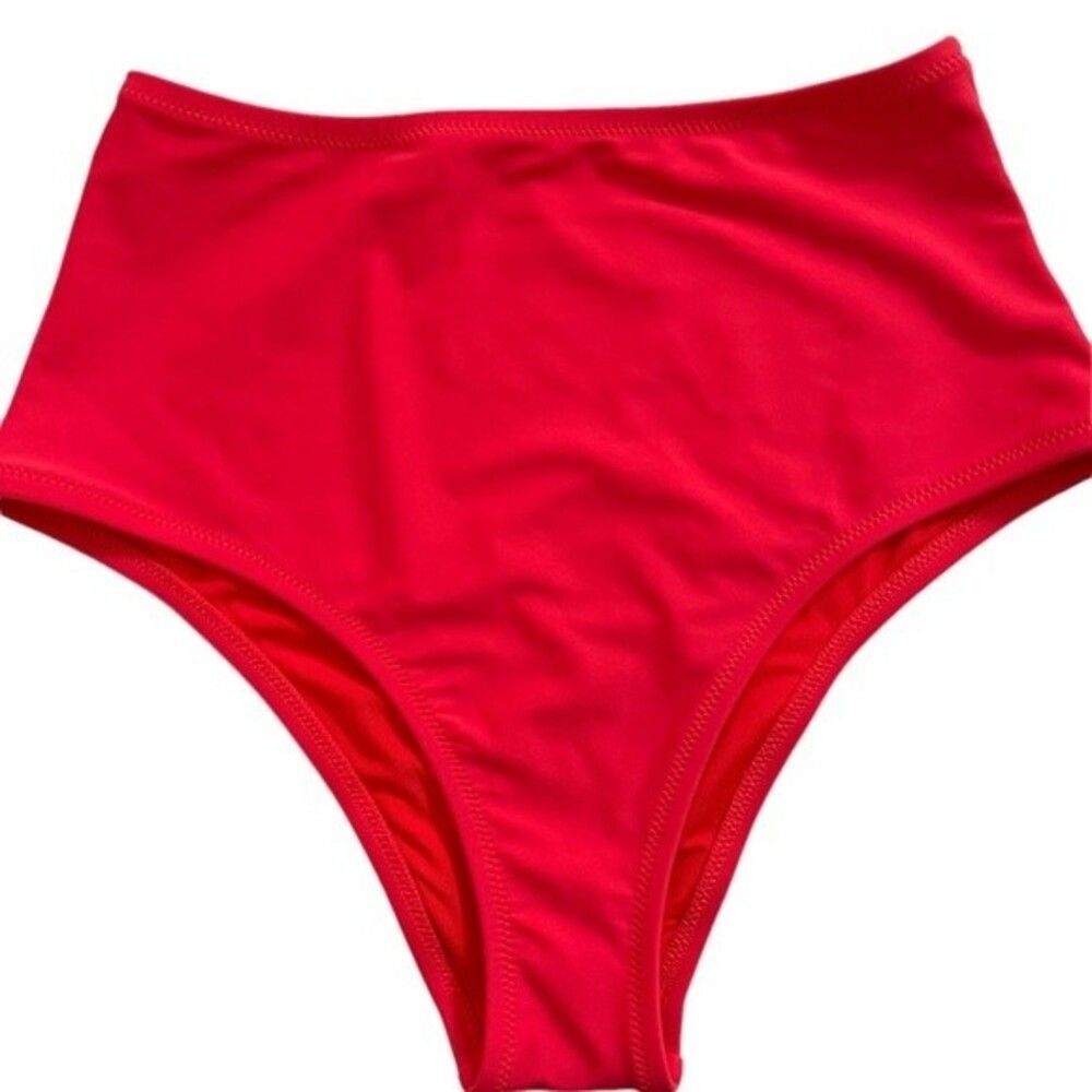 AERIE XS High-Waisted Cheeky Red bikini bottom NWOT Liner is in intact